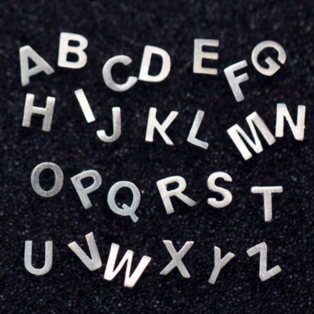 Sterling Silver Alphabet Earrings ABC Stud Earrings
